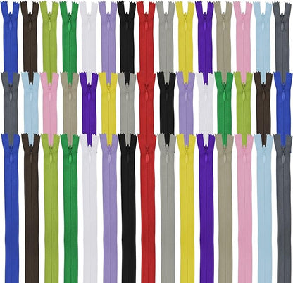 Invisible Zippers for Sewing, DOITEM 45pcs 6 Inch 10 Inch 14 Inch Invisible Multicolor Nylon Coil Zippers for Sewing and Crafts 15 Colors