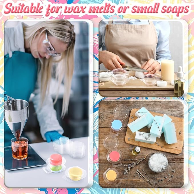 Wesiti 100 Pcs Wax Melt Molds Clear Empty Plastic Wax Melt Clamshells Container PET Single Cube 1 oz Candle Molds for DIY Chocolates Soap Wickless Candles Making
