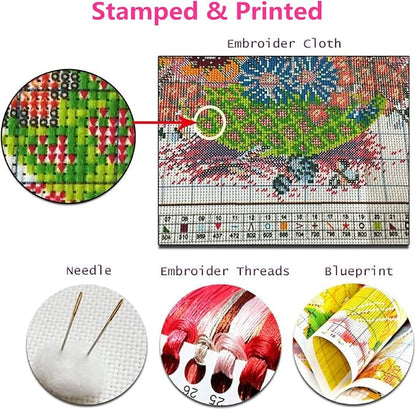 Foxhool Beginners Cross Stitch Kits Stamped Full Range of Embroidery Kits for Adults DIY Cross Stitches kit Embroidery Patterns for Needlepoint kit-Colorful Mandala 18x18 inch