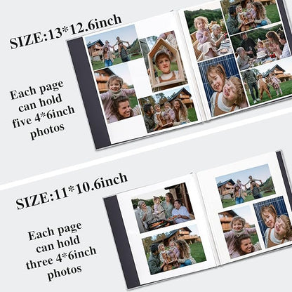 Vienrose Photo Album Self Adhesive 13x12.6 for 600 Photos Linen Scrapbook 120 Pages Light Grey