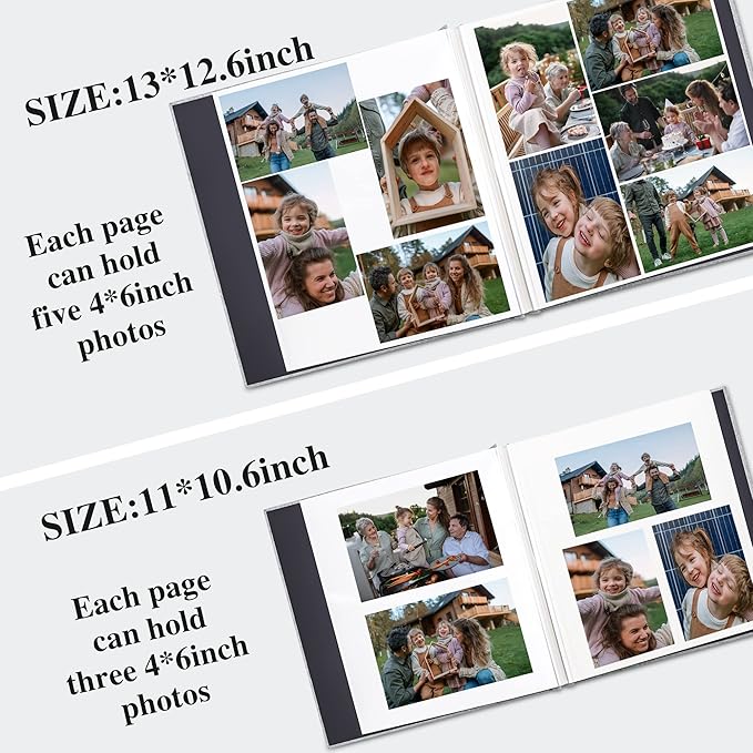 Vienrose Photo Album Self Adhesive 13x12.6 for 600 Photos Linen Scrapbook 120 Pages Khaki
