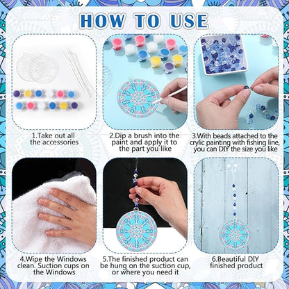 WinnerWhy 30 Sets Winter Snowflake Suncatchers Window Art Kits, DIY Sun Catchers Bulk Crafts Paint Your Own Window Ornaments for Party Birthday Activity Home Decor