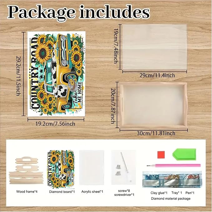 SHLUHA Diamond Art Kits for Adults Wooden Serving Trays with Handle Food Tray for Breakfast Home Decor Gift
