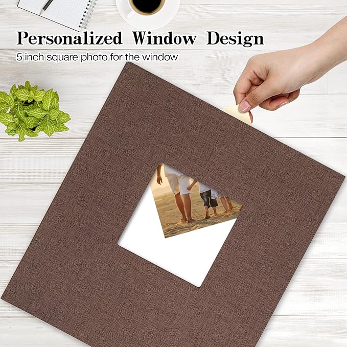 potricher Linen Hardcover Photo Album 4x6 600 Photos Large Capacity for Family Wedding Anniversary Baby Vacation (Brown, 600 Pockets)