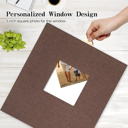 potricher Linen Hardcover Photo Album 4x6 600 Photos Large Capacity for Family Wedding Anniversary Baby Vacation (Brown, 600 Pockets)