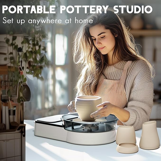 Pottery Wheel for Kids Adults and Beginners - Complete Pottery Set for Teen with 6" Turntable, 2.2lb Clay, Art Supplies Sculpting Tools, Christmas Craft Gifts for Teens Adults (Grey)