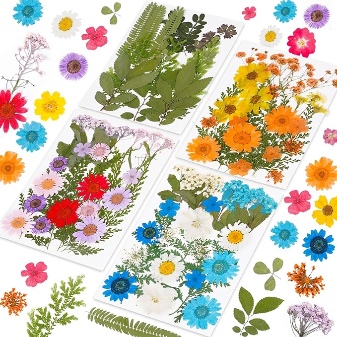 96Pcs Dried Pressed Flowers for Resin, Bulk Natural Dried Flowers,for Scrapbooking DIY Art Crafts Resin Accessories, Soap,Candle Making Nails Decor. Epoxy Resin Jewelry Molds.Craft Making