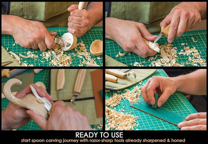 BeaverCraft S13 Wood Carving Tools Set for Spoon Carving 3 Knives Wood Carving Kit for Beginners Hook Knife Wood Carving Right-Handed Spoon Carving Whittling Knives (S13 Right-Handed)