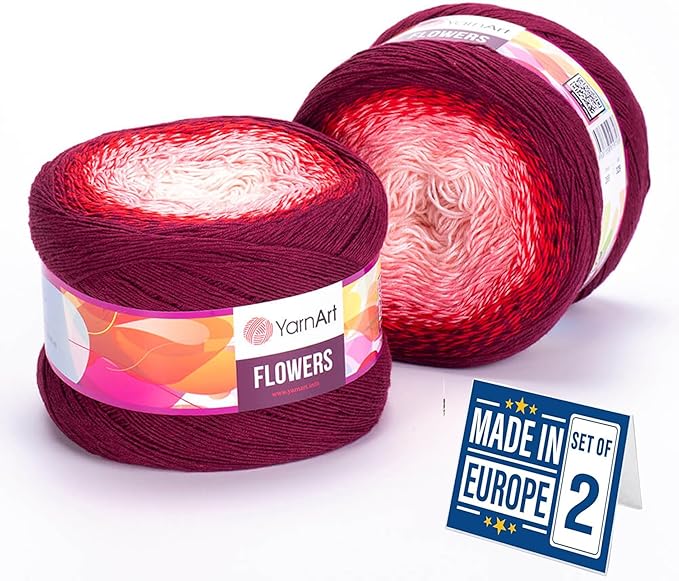 2 Skein Yarn Art Flowers Yarn 55% Cotton 45% Acrylic 250gr 1094yds Multicolor Cotton Yarn Rainbow Crochet Yarn Spring Summer Fine 1 Top 7 Most Used Colors (Flowers, 269)