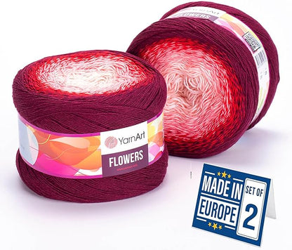 2 Skein Yarn Art Flowers Yarn 55% Cotton 45% Acrylic 250gr 1094yds Multicolor Cotton Yarn Rainbow Crochet Yarn Spring Summer Fine 1 Top 7 Most Used Colors (Flowers, 269)