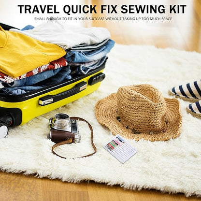 MTLEE 8 Boxes 80 Pieces Mini Quick Fix Sewing Kit Easy Pre Threaded Needle Basic Personal Kit Plastic Threaded Needle Holder Small Home Travel Sewing Box with Pin Button, Assorted Colors