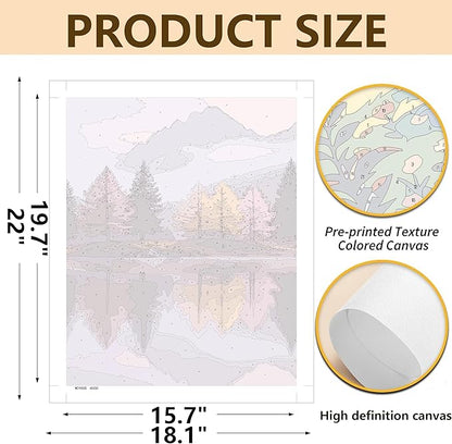 DFPSCLLA Paint by Numbers for Adults, Mountain Lake Scene DIY Paint by Numbers Acrylic Paint Canvas, Painting Kits Art on Canvas for Home Wall Art 16x20 Inch（Without Frame）
