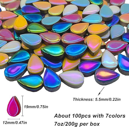 EDFLIFE Mosaic Tiles for Crafts, 7oz Iridescent Drop Mosaic Tiles for Art Crafts, Mosaic Making Kit for Projects, Ceramic Tiles for Adult DIY Hobbies Children Handmade Home Decoration
