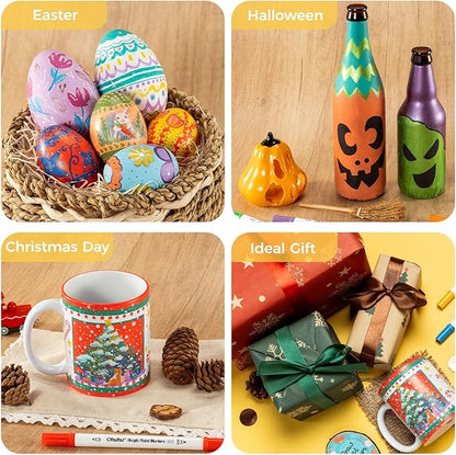 Ohuhu Acrylic Paint Markers Dual Tips: 36 Colors Brush & Fine Paint Pens High Opacity Acrylic Markers Waterproof Lightfast for Christmas Gifts Rock Painting 3D Prints Egg Wood Glass Ceramic DIY Crafts