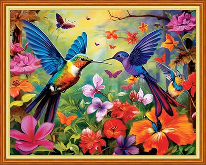 Dimensean Stamped Cross Stitch Kits Full Range of Embroidery Patterns Starter Kits for Beginners Adult DIY Cross Stitches Needlepoint Kits 11CT-Hummingbird Flowers 16x20 inch