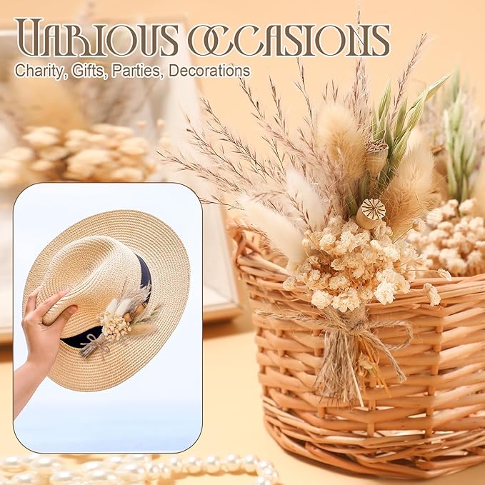 Nuanchu 12 Pcs Mini Dried Flower Bouquet 6" Natural Small Dried Flower with Stem for Birthday DIY Crafts Scrapbook Vase Boho Party Plates Cake Bridesmaid Gifts Card Envelope Decor(Classic)