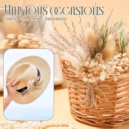 Nuanchu 12 Pcs Mini Dried Flower Bouquet 6" Natural Small Dried Flower with Stem for Birthday DIY Crafts Scrapbook Vase Boho Party Plates Cake Bridesmaid Gifts Card Envelope Decor(Classic)