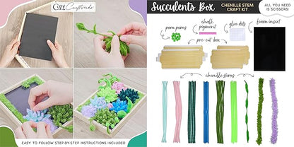 WeVeel Cozy Craftworks Chenille Stem Flower & Succulent Craft Kit for Adults – Create a Wildflower Bouquet and Succulent Box Garden – Relaxing DIY Botanical Arts & Crafts Set