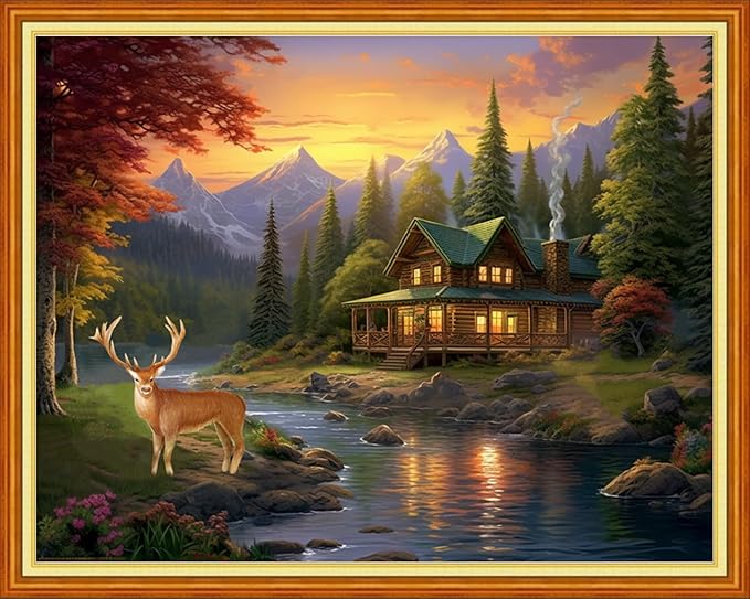 Redxing Stamped Cross Stitch Kits Embroidery kit for Beginners Adults Full Range of Embroidery Patterns Starter Kits DIY Printed Cross Stitch Kits Needlepoint Kits 11CT-Beautiful Home 16x20 inch
