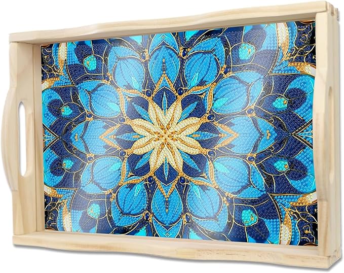 DOTSOPS DIY Diamond Painting Serving Tray with Handle for Adults 5D Diamond Art Kits for Beginners Full Drill Diamond Dots Gem Arts and Crafts Special Shape Living Room 10 x 14 Inches Mandala