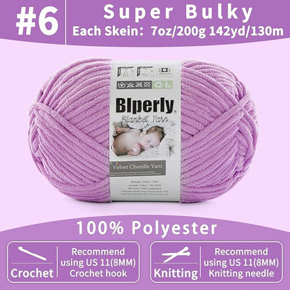 6 Super Bulky Velvet Chenille Yarn for Crocheting - 2 Skein of 200g/7 oz - Ultra Soft Heavy Weight Chunky Knitting Yarn for Baby Blankets, Amigurumi, Home Decor（Butter Yellow，2 Skein）
