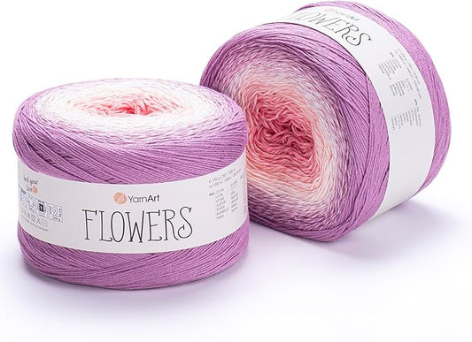 2 Skein/Pack Yarnart Flowers Gradient Yarn, Each Ball 8.8 Oz (250gr) / 1094 Yards (1000m), 55% Cotton 45% Acrylic, Superfine Fingering Weight for Knitting and Crochet, 305 - Pink