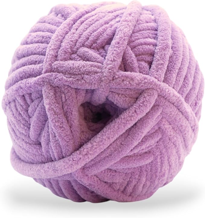 Okey Dokeys 300g Jumbo Velvet Chenille Yarn 7 Jumbo – Plush, No-Fray, Durable Plushies, Posh Soft Crochet Projects Beginner Friendly (130 yds) (Lavender Latter Purple (104), 1 Pack (17.90/Skein))