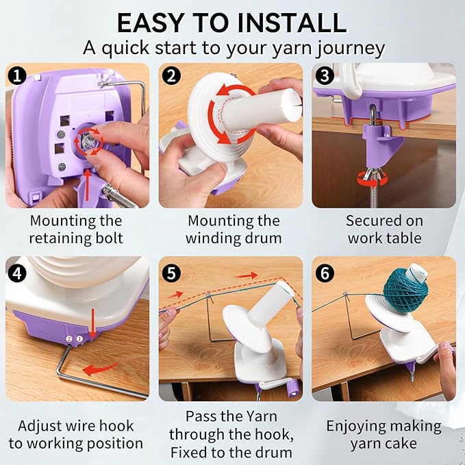 SPEENSUN Yarn Winder for Crocheting, 3.5 OZ Easy-to-Install and Efficiently Yarn Spinner with Lower Noise for Yarns Below Size 5, The Best Gift for Crochet and Knitting Lover
