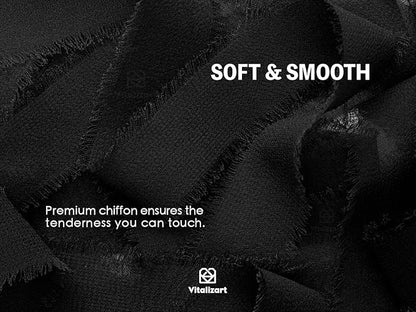 Vitalizart Black Chiffon Silk Ribbon 1" x 21 Yd Fringe Fabric Package (3 Rolls * 7 Yd) for Wedding Invitations Bridal Bouquets Decorations Gifts Wrapping & Bow Making