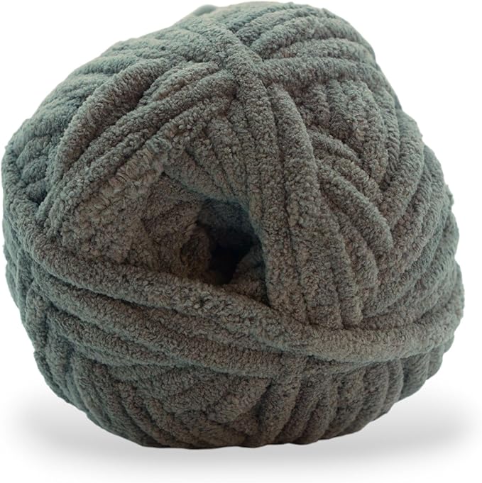 Okey Dokeys 300g Jumbo Velvet Chenille Yarn 7 Jumbo – Plush, No-Fray, Durable Plushies, Posh Soft Crochet Projects Beginner Friendly (130 yds) (Pebble Path Grey (118), 1 Pack (17.90/Skein))