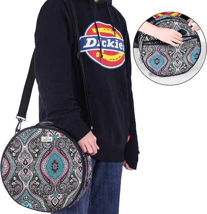 LoDrid Embroidery Kit, Double-Layer Round Storage Bag with Complete Cross Stitch Tools Kit, Embroidery Starter Kits for Beginners, Adults, with Handles and Shoulder Strap, Totem