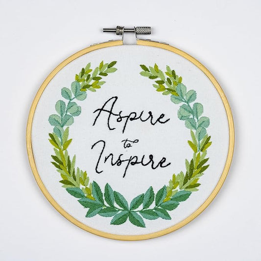 DUTCH STITCH BROTHERS Aspire Embroidery Starter Kit with Pattern and Instructions. Stamped Embroidery Kits with Embroidery Clothes with Pattern. 6" Embroidery Hoop