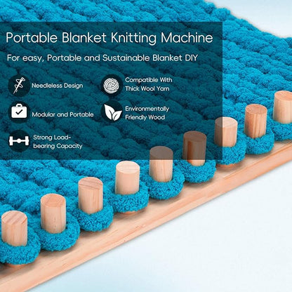 LITURTOO 70" Chunky Blanket Loom - Loom for DIY Throw Blankets, Adjustable Size Hand Knitting Yarn Chunky,No Needles Required,Beginner Friendly Yarn Craft (70")