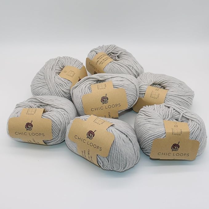Chic Loops Knitting Kit for Beginners, Knitted Hooded Scarf Beginner Crochet Kit for Adults, Crochet Soft and Cozy Balaclava Beanie Basic Hood for Womem Outdoor Sports with Instruction(Pale Grey)