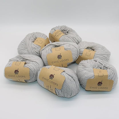 Chic Loops Knitting Kit for Beginners, Knitted Hooded Scarf Beginner Crochet Kit for Adults, Crochet Soft and Cozy Balaclava Beanie Basic Hood for Womem Outdoor Sports with Instruction(Pale Grey)