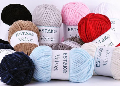 Estako Velvet Chenille Blanket amigurumi Yarn for Crocheting and Knitting Super Bulky 100 gr (132 yds) (1420 - Fox)