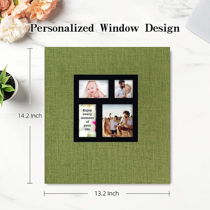 potricher Photo Album 4x6 1000 Photos Linen Cover Large Capacity Picture Albums for Family Wedding Anniversary Baby Vacation (Green)