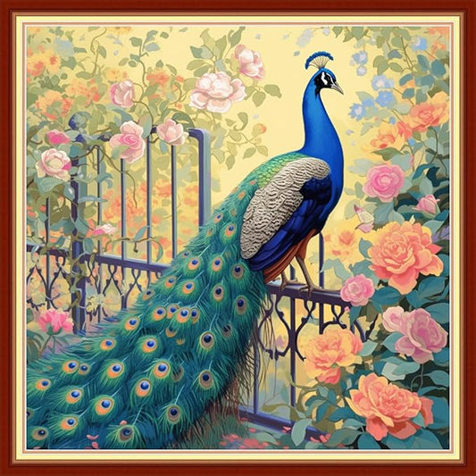 Artvxeay Stamped Cross Stitch Kits | Embroidery Kits for Beginners Craft Kit Needlepoint for Adults Supplies DIY 11CT- (Blue Peafowl 18x18 inch)