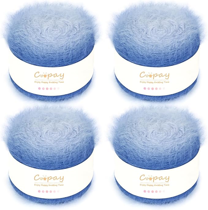 Coopay Ombre Yarn for Crocheting and Knitting - 4 Pack Dual Gradient Yarn Cake with Plush of 100g/3.52oz - 190m/207yds - 38% Wool, 40% Nylon, 22% Acrylic for Sweaters, Hats, Scarves (Empty Mountain)