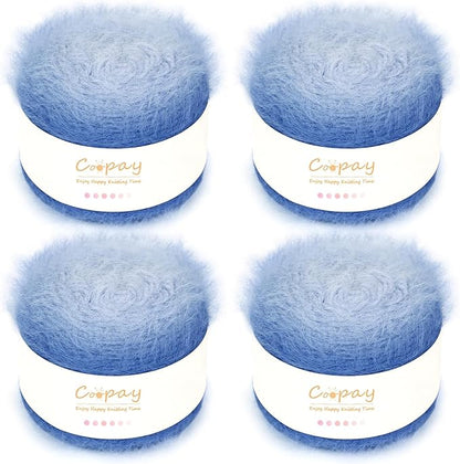 Coopay Ombre Yarn for Crocheting and Knitting - 4 Pack Dual Gradient Yarn Cake with Plush of 100g/3.52oz - 190m/207yds - 38% Wool, 40% Nylon, 22% Acrylic for Sweaters, Hats, Scarves (Empty Mountain)