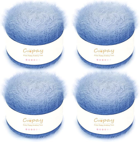 Coopay Ombre Yarn for Crocheting and Knitting - 4 Pack Dual Gradient Yarn Cake with Plush of 100g/3.52oz - 190m/207yds - 38% Wool, 40% Nylon, 22% Acrylic for Sweaters, Hats, Scarves (Empty Mountain)