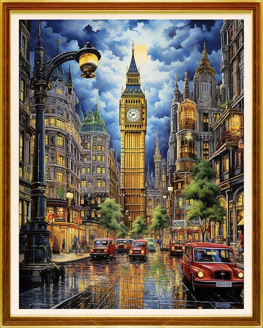 Joycasa Stamped Cross Stitch Kits for Beginners Full Range of Cross Stitching 11 CT Printed Cross Stitch Kit for Adults Cross-Stitch Patterns Needlepoint Kits-Night View of New York City 16x20 inchs
