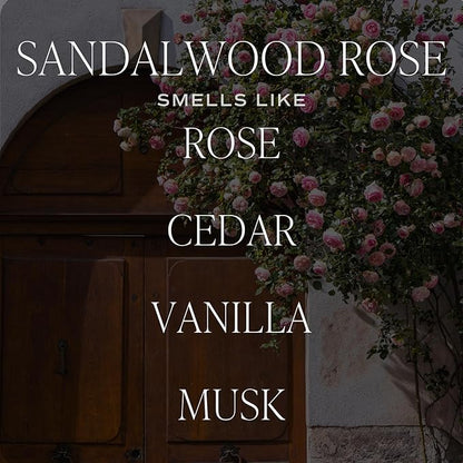 Sweet Water Decor Sandalwood Rose Reed Diffuser Set - Rose, Wood, Amber, Vanilla, & Musk Scented Diffusers - Scent Diffusers for Home, Long Lasting Fragrance, Made in The USA