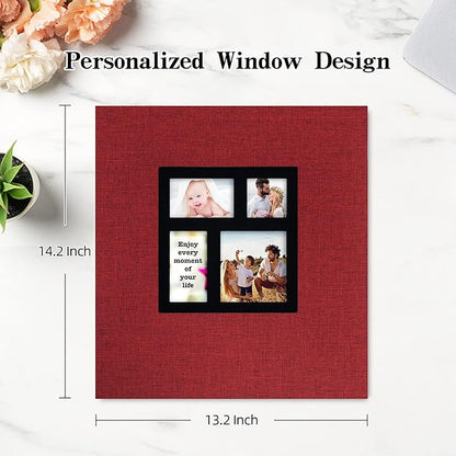 potricher Photo Album 4x6 600 Photos Linen Cover Large Capacity Picture Albums for Family Wedding Anniversary Baby Vacation (Red)