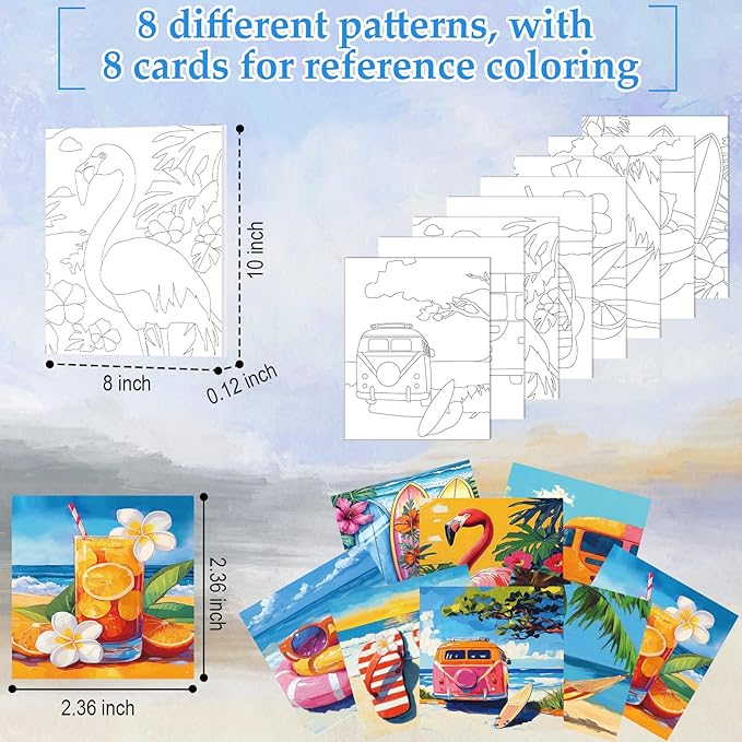 Cholemy 36 Pcs Valentine Paint and Sip Kit for Adults 8''x10'' Pre Drawn Canvas for Painting DIY Afro Acrylic Painting Kit Wood Easel Brushes Date Night Bulk for Party Gifts(Hawaii)