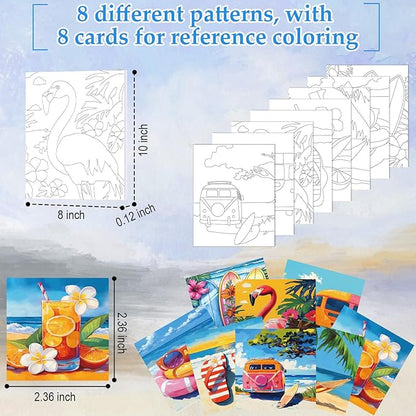 Cholemy 36 Pcs Valentine Paint and Sip Kit for Adults 8''x10'' Pre Drawn Canvas for Painting DIY Afro Acrylic Painting Kit Wood Easel Brushes Date Night Bulk for Party Gifts(Hawaii)