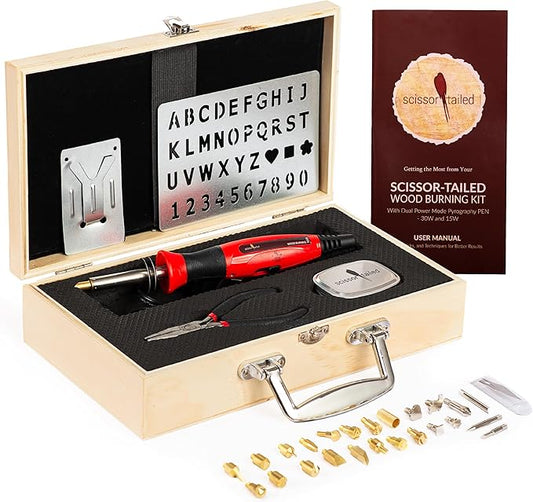 Premium Wood Burning Kit 43PCS, Dual Power Mode Wood Burner Pen Tool with 36Tips & Accessories All In A Wood Storage Case - Complete Gift For An Effortlessly Mastering The Art Of Pyrography