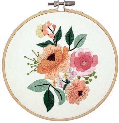 DUTCH STITCH BROTHERS Wildflower Embroidery Starter Kit with Pattern and Instructions. Stamped Embroidery Kits with Embroidery Clothes with Pattern. 6" Embroidery Hoop