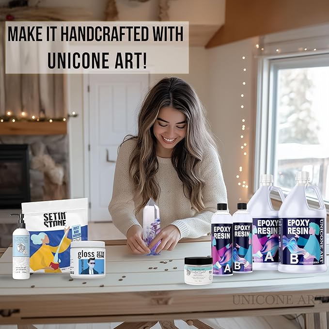 Resin Epoxy Kit 1 Gallon Craft Kit Gift - (.5 Gal Resin + .5 Gal Hardener) - Non-Toxic, Crystal Clear, Odor-Free, UV Resistant, High Gloss Art Epoxy
