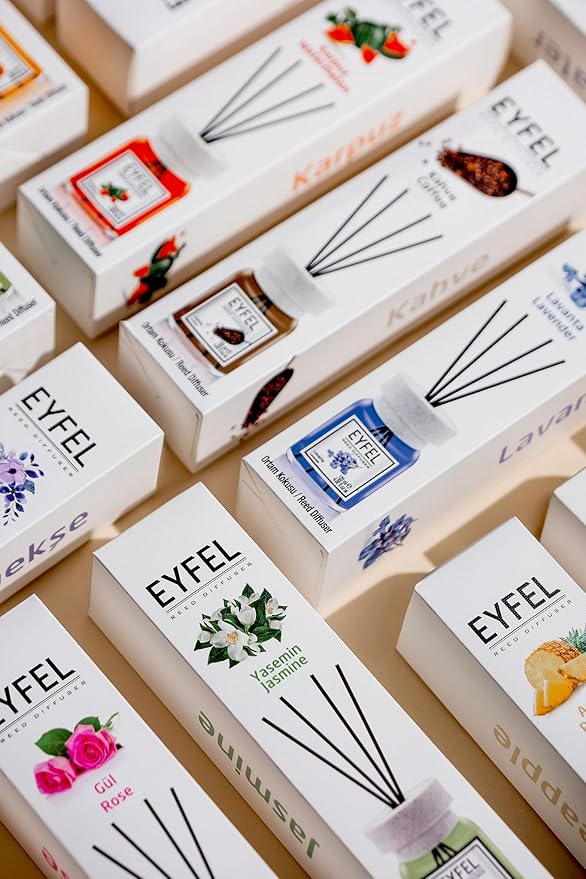 EYFEL Reed Diffusers for Home – Cotton Reed Diffuser Set 4.05 fl oz Oil Diffuser Sticks, Bathroom Diffuser, Home Fragrances, Scented Sticks, Home Décor
